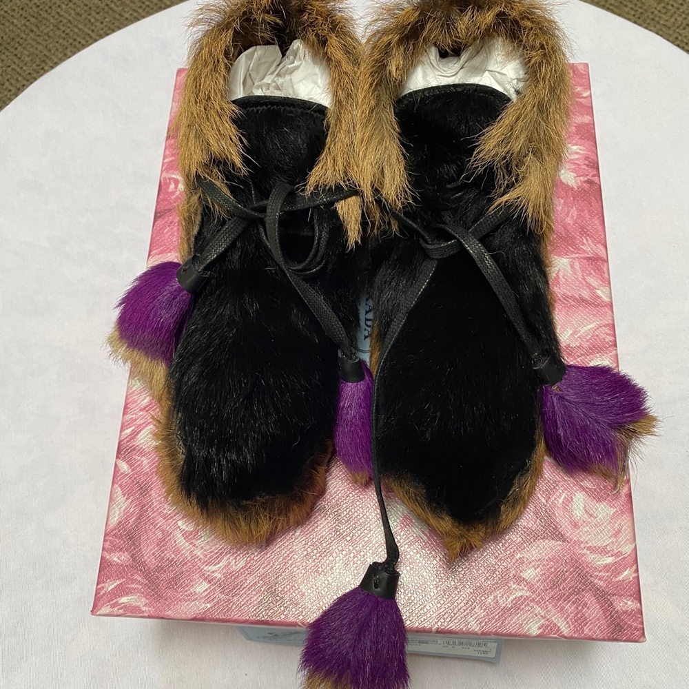 Prada Flat Fur Chukka Bootie
